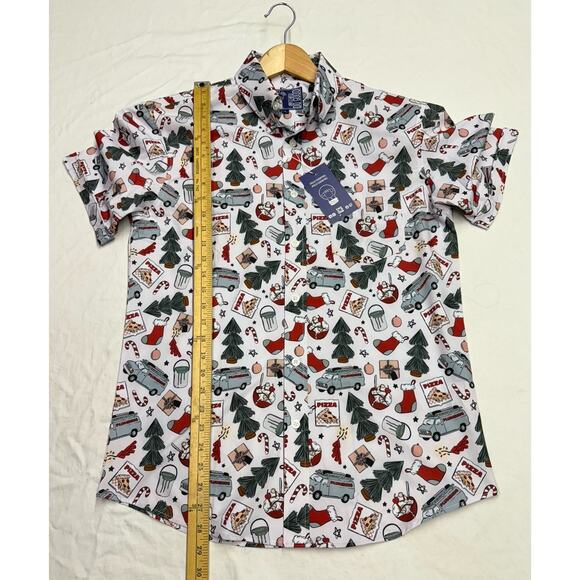 Project Good Apparel Christmas Printed Button Down Shirt Short Sleeve Mens M NWT - Picture 10 of 12